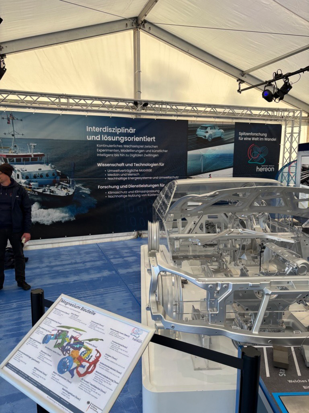 Das Plexiglas-Automodell mit Bauteilen aus Magnesium steht für die Hereon-Forschung zu nachhaltiger Mobilität. Foto: Hereon/Torsten Fischer