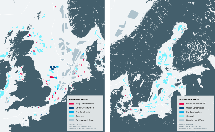 Grafik: Nils Christiansen/ Hereon OWF_Development_NorthSea_BalticSea