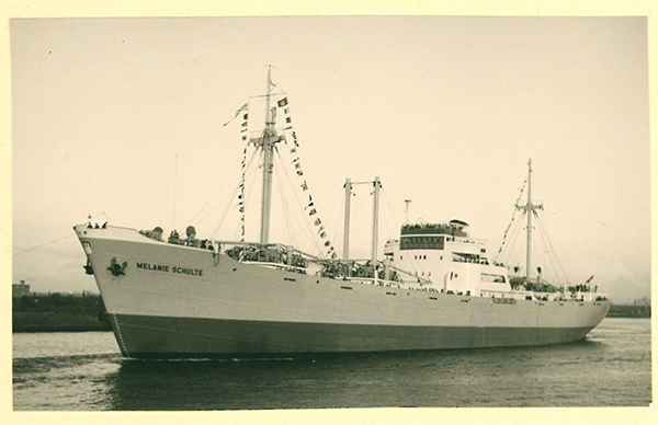 The freighter "Melanie Schulte" in 1952. Photo: Ostfriesisches Landesmuseum Emden