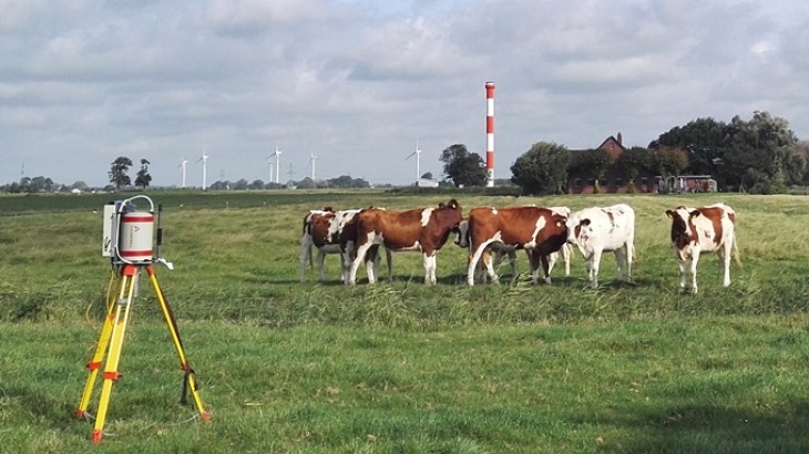 Einsatz bei einer Umgebungsüberwachung (Foto: Hendrik Wolschke / Hereon) Umgebungsüberwachung auf der Weide