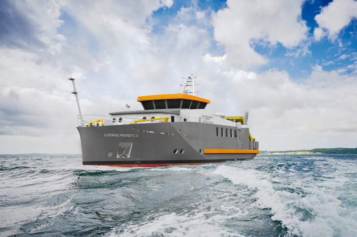 This is how the research vessel could lool like. Graphic: HZG Possible graphic of Ludwig Prandtl II